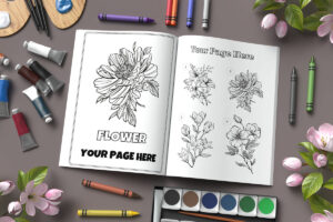 Flowers Coloring Book Mockup