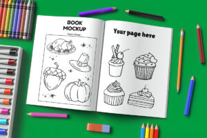 8 x 10 Kdp coloring book pages mockup