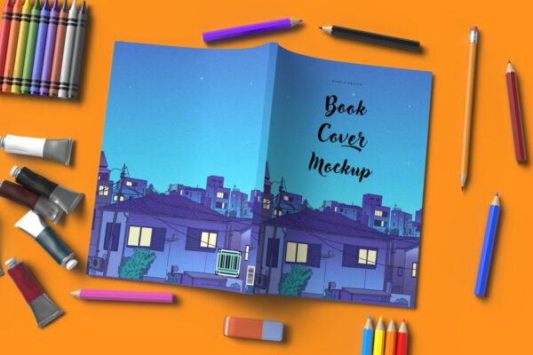 Coloring Book Mockup | Front, spine and back cover mockup