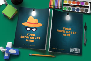 Book front and back cover mockup
