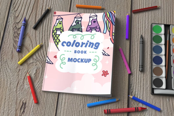 Coloring book cover mockup