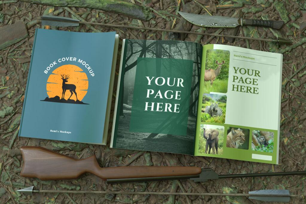 Hunting Open and Closed Book Mockup - Rami's Design