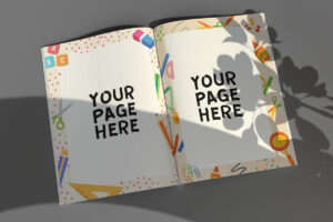 Book pages mockup with shadow