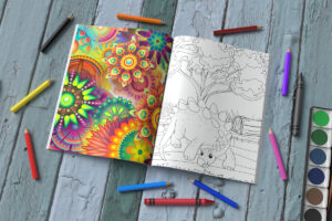 Coloring book pages mockup