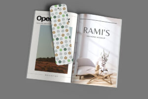 Open book with bookmark mockup
