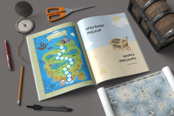 treasure hunts open book mockup