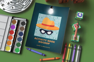 Activity and coloring book cover mockup
