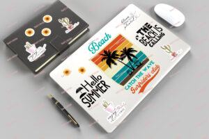 Laptop and diary stickers mockup