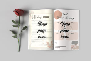 Open book with rose mockup