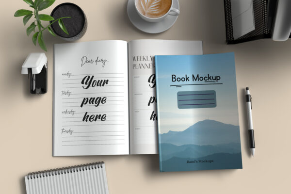 7 X 10 Inch Open and Closed Book Mockup