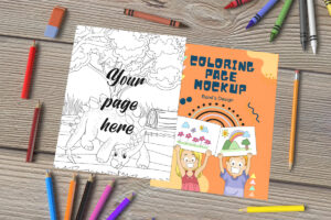 8.5 X 11 Coloring Pages Mockup PSD