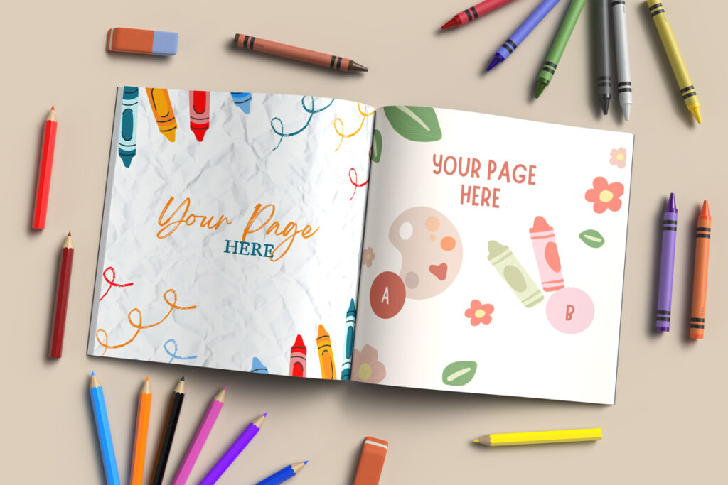 8.5 X 8.5 Inch Open Coloring Book Mockup - Rami's Design