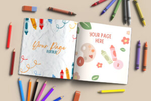 8.5 X 8.5 Inch Open Coloring Book Mockup
