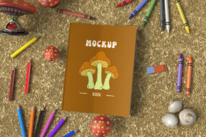 Mushroom Coloring Book Cover Mockup