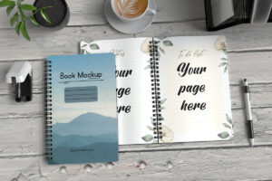 Open and Closed Spiral Notebook Mockup