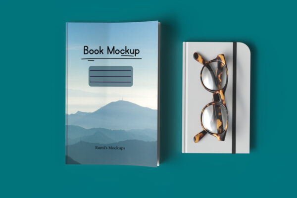 Top View Book Cover Mockup PSD