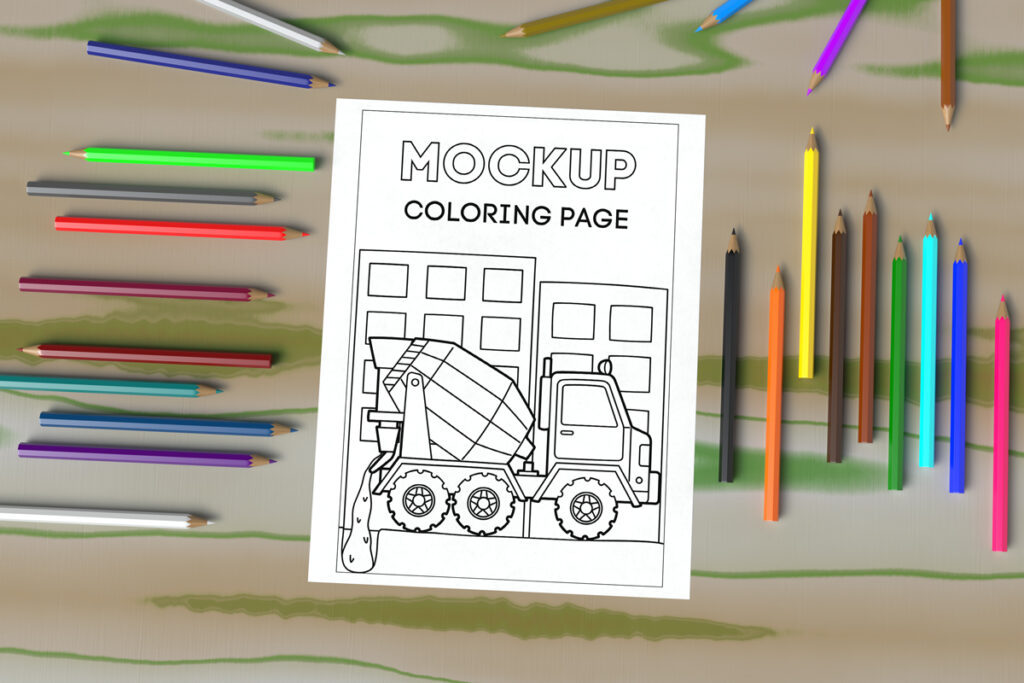 8.5 X 11 Coloring Page Mockup PSD and JPG - Rami's Design