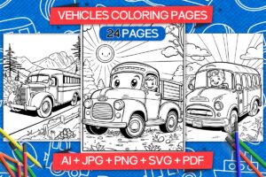 Vehicles coloring pages for kids