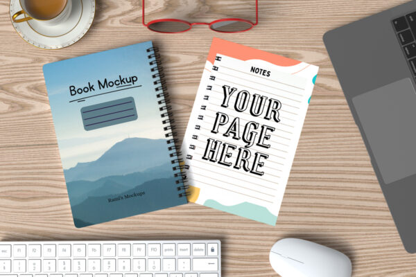 6 X 9 Spiral Book Cover and Page Mockup