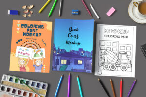 Coloring Book Cover and Pages Mockup