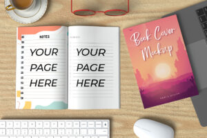 Open and Closed Notebook Mockup PSD and JPG