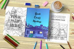 Two Coloring Pages and Book Cover Mockup