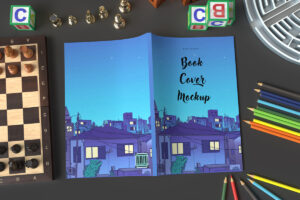 Activity book front and back cover mockup