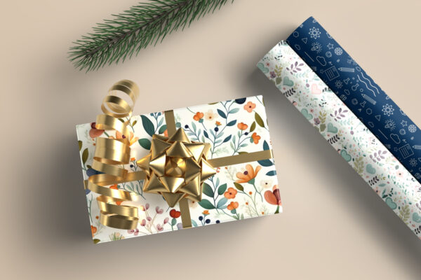 Gift Box Wrapping Paper Mockup