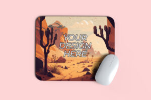 Mouse Pad Mockup on a solid background PSD and JPG
