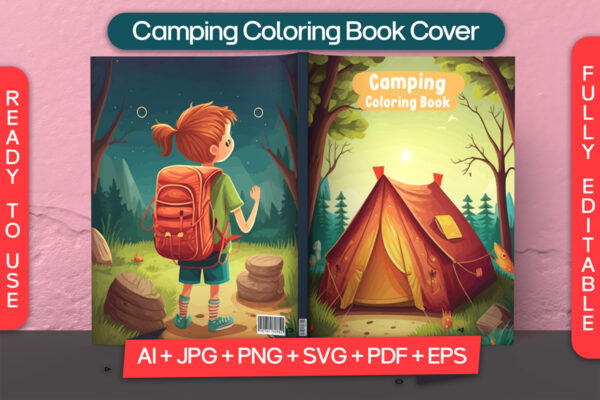 Camping Coloring Book Cover For Kdp