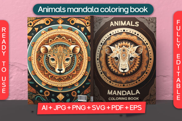 Animals mandala coloring book cover