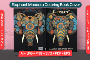 Elephant mandala coloring book cover