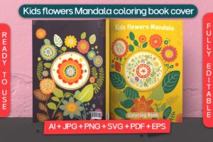Kids flowers Mandala coloring book cover