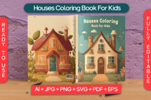 Houses Coloring Book Cover for Kdp