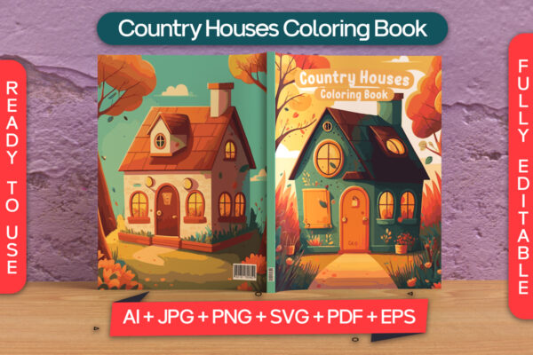 Country Houses Coloring Book Cover