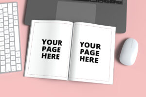 Open Book Mockup with Laptop