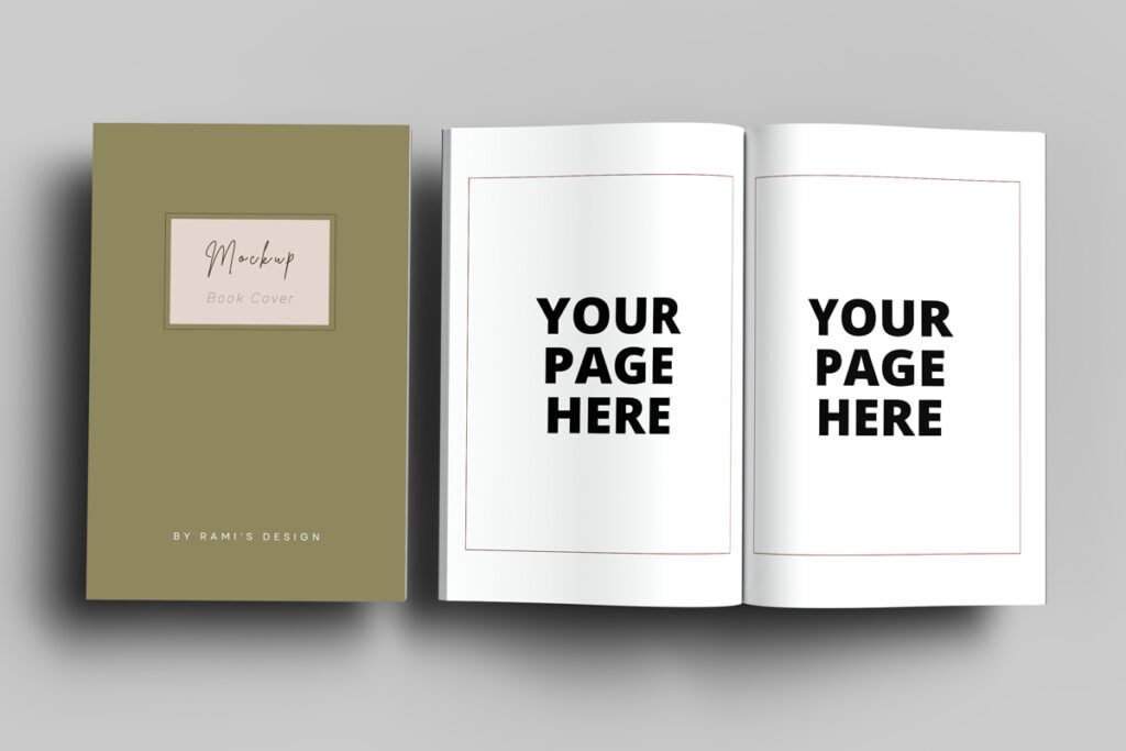 Flying 6 x 9 open and closed book mockup - Rami's Design