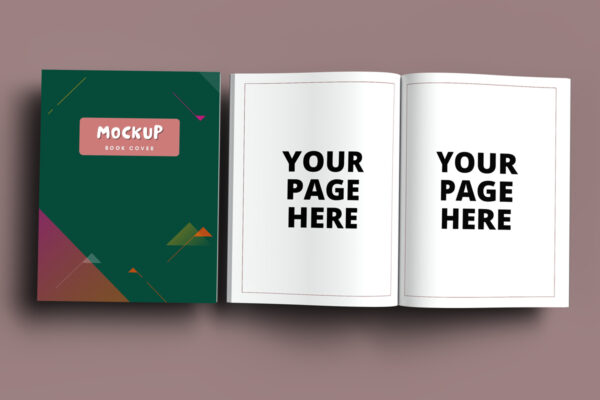 Flying 8.5 x 11 open and closed book mockup