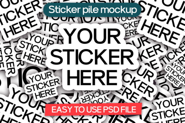 Sticker Pile Mockup