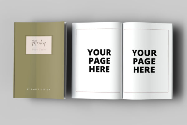 Flying Open & Closed 7 X 10 Book Mockup
