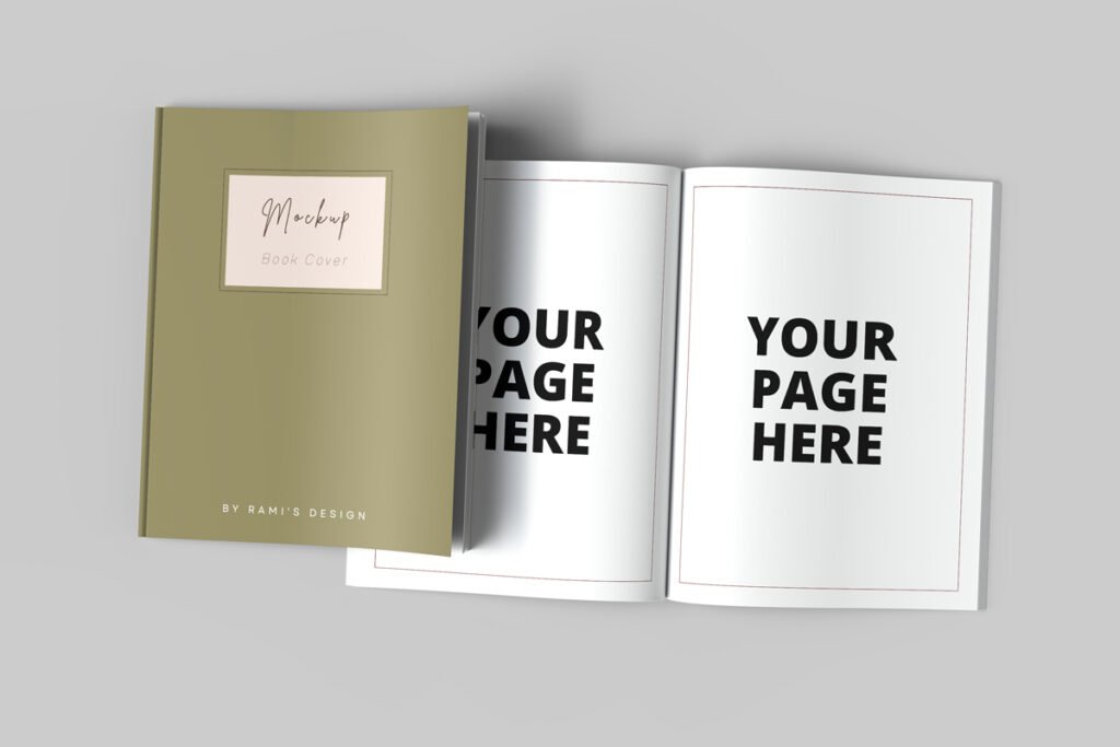 8.5 x 11 open and closed book mockup front view - Rami's Design