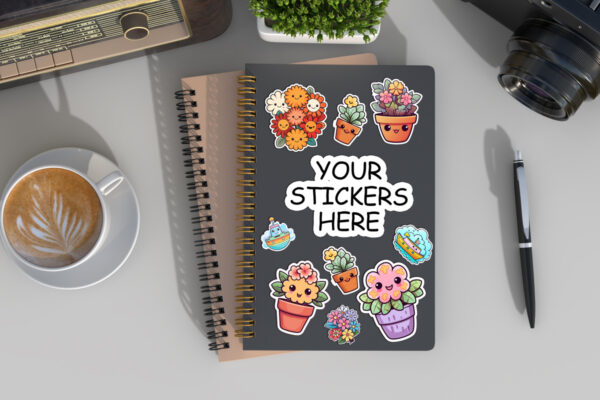 Spiral Notebook Stickers Mockup