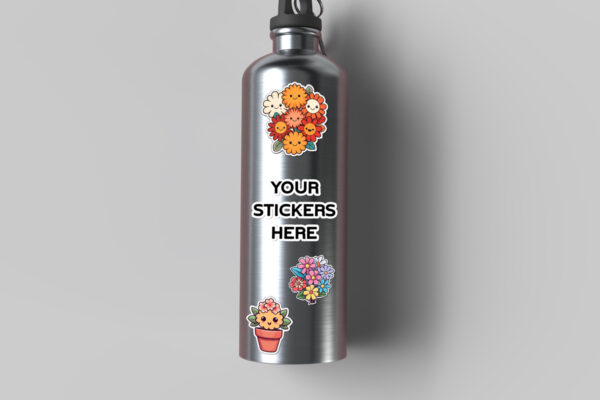 Stickers Water Bottle Mockup Psd and Jpg