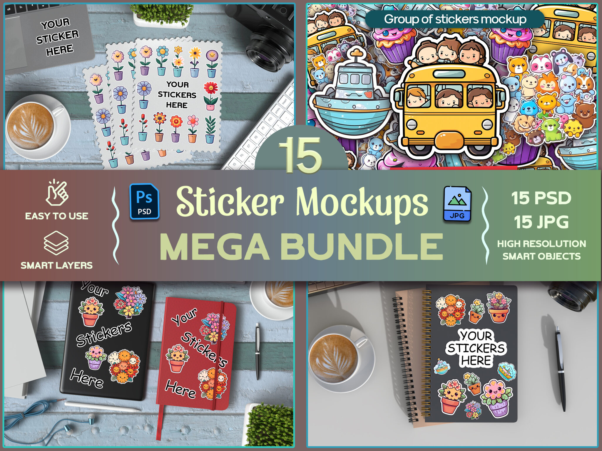 Sticker mockups mega bundle - Rami's Design