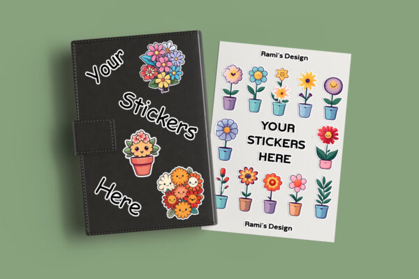 Journal and Sheet Stickers Mockup