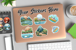 Laptop Sticker Showcase Mockup