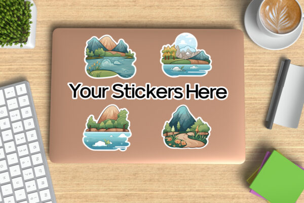 Laptop Stickers Showcase Mockup