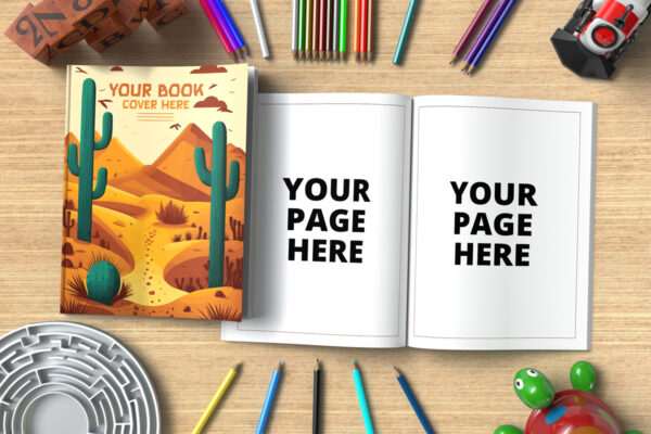 Open and Closed Kids Book Mockup