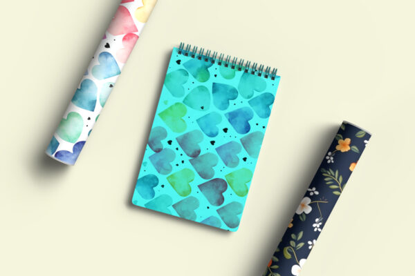 Pattern Mockup for Paper Roll & Notebook