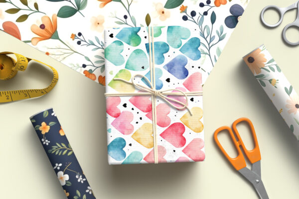 Gift wrapping design visualization mockup